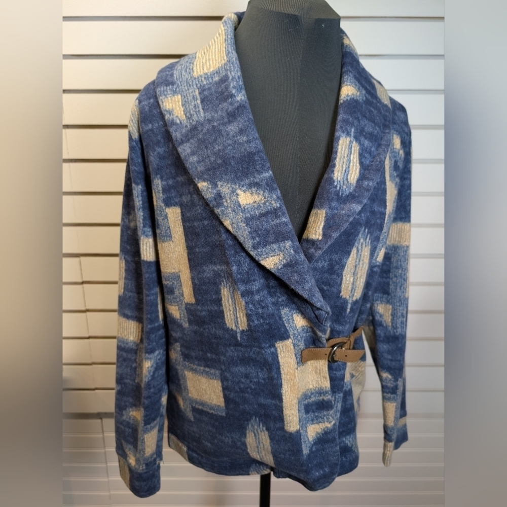 LRL (Lauren Ralph Lauren)Southwestern Feather Pattern  French Terry Blazer Large